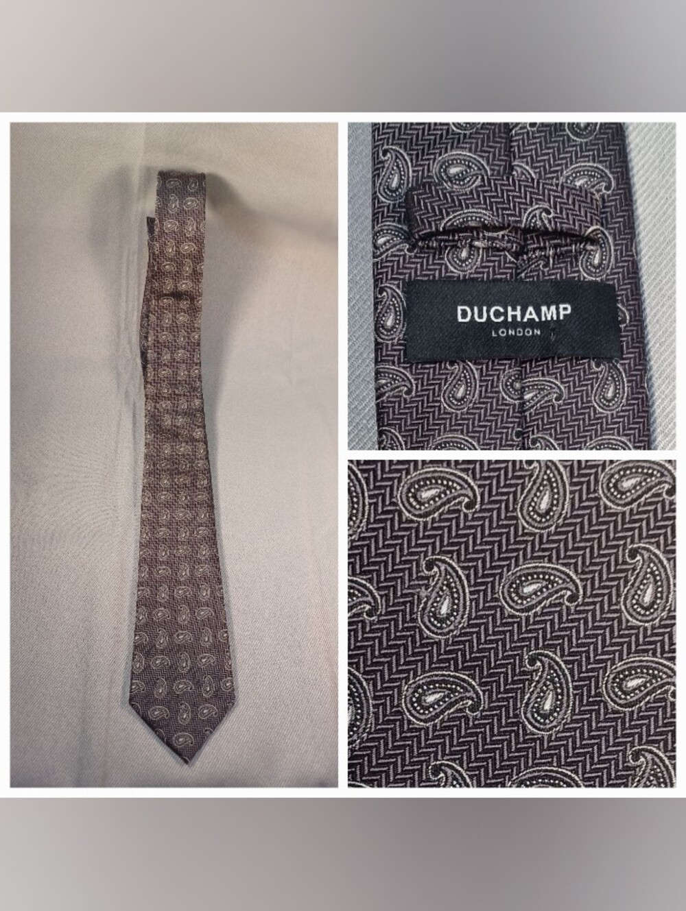Duchamp London Men's Tie 100% Silk Grey Tie